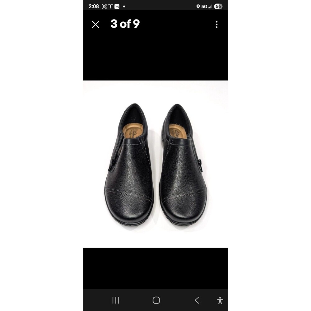 New Clarks Cora Giny Black Tumbled Leather Women's Loafers - Size 7.5